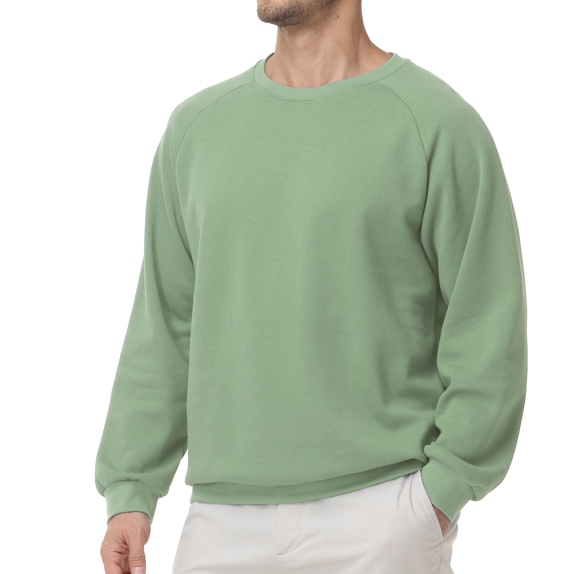 Pepypepy Men's Crewneck Sweatshirt – Soft Lightweight Cotton Pullover, Solid Color Long Sleeve for Casual Wear and Layering
