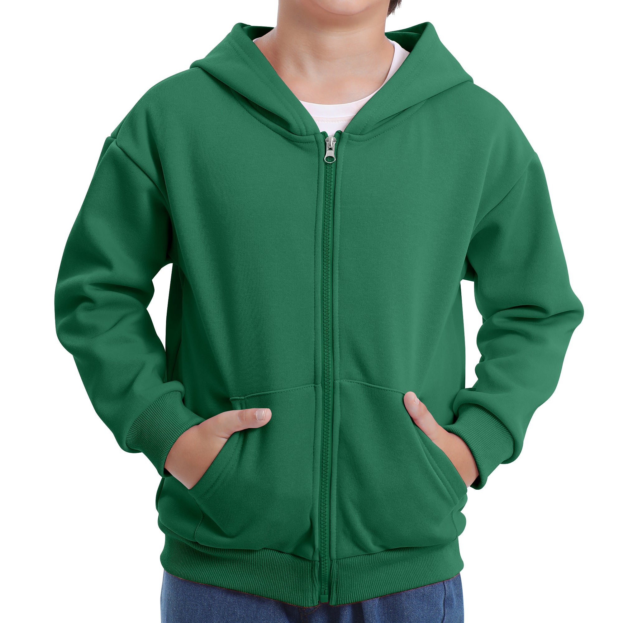 BIG ELEPHANT Boys' and Girls' Zip-Up Hoodie with Pockets, Fleece-Lined Soft Cotton Jacket for School