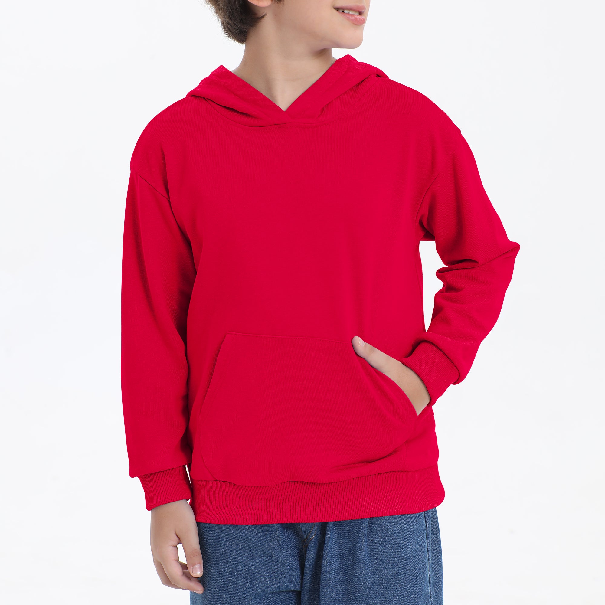 BIG ELEPHANT Boys’ and Girls’ Lightweight 100% Cotton Hooded Sweatshirt with Pocket – Long Sleeve for School & Everyday Wear