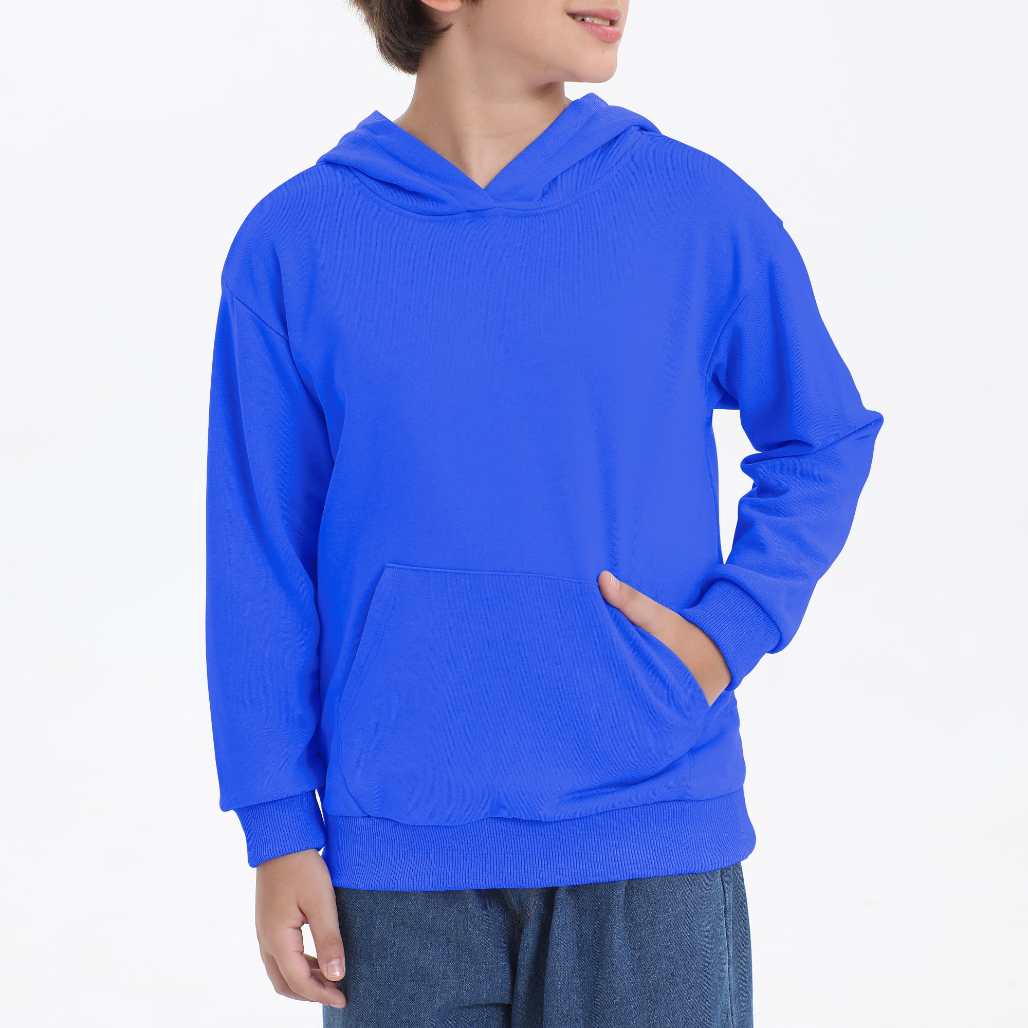 BIG ELEPHANT Boys’ and Girls’ Lightweight 100% Cotton Hooded Sweatshirt with Pocket – Long Sleeve for School & Everyday Wear
