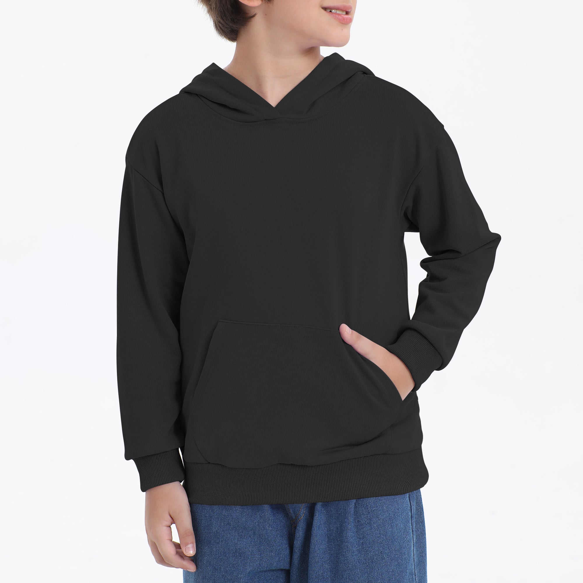 BIG ELEPHANT Boys’ and Girls’ Lightweight 100% Cotton Hooded Sweatshirt with Pocket – Long Sleeve for School & Everyday Wear