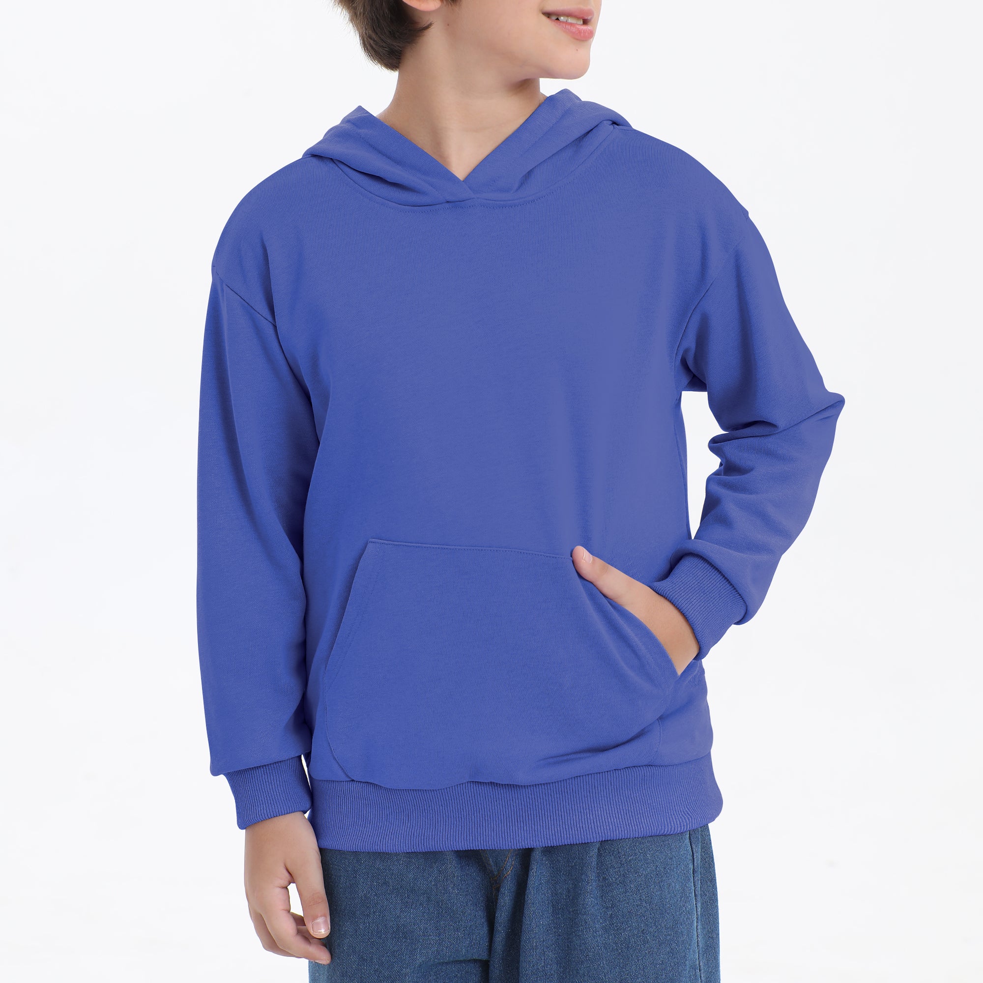 BIG ELEPHANT Boys’ and Girls’ Lightweight 100% Cotton Hooded Sweatshirt with Pocket – Long Sleeve for School & Everyday Wear
