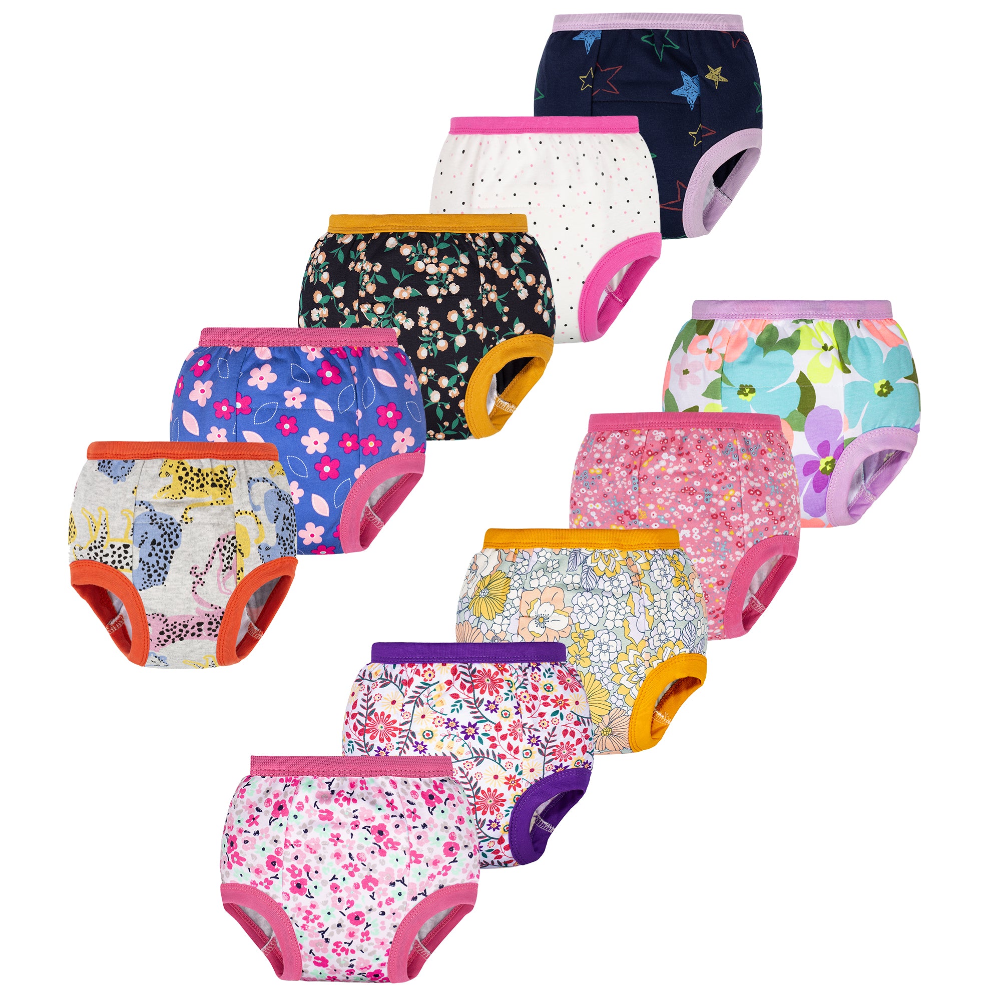 BIG ELEPHANT 10-Pack Cotton Training Pants Absorbent, Soft for Babies & Kids (12 Months - 10 Years)