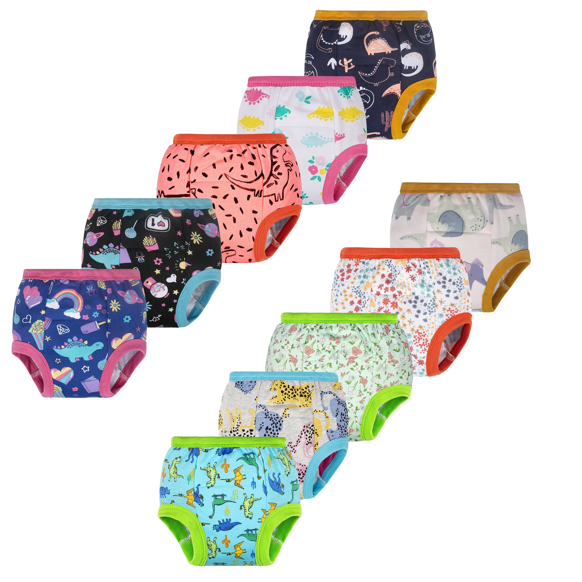 BIG ELEPHANT 10-Pack Cotton Training Pants Absorbent, Soft for Babies & Kids (12 Months - 6Years)