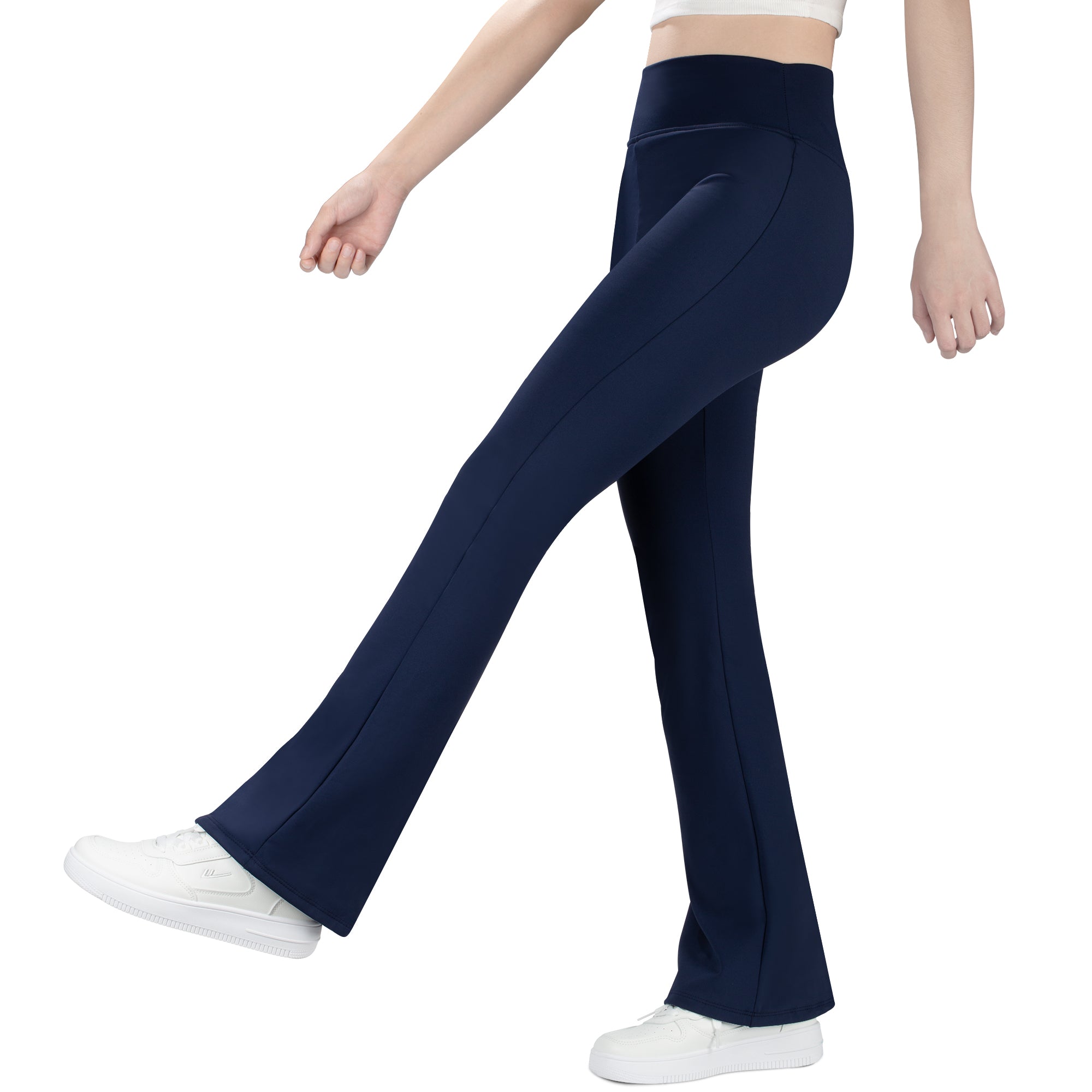 BIG ELEPHANT Fleece Lined Flare Leggings, Girls High Waist Thick Flared Pants for Winter