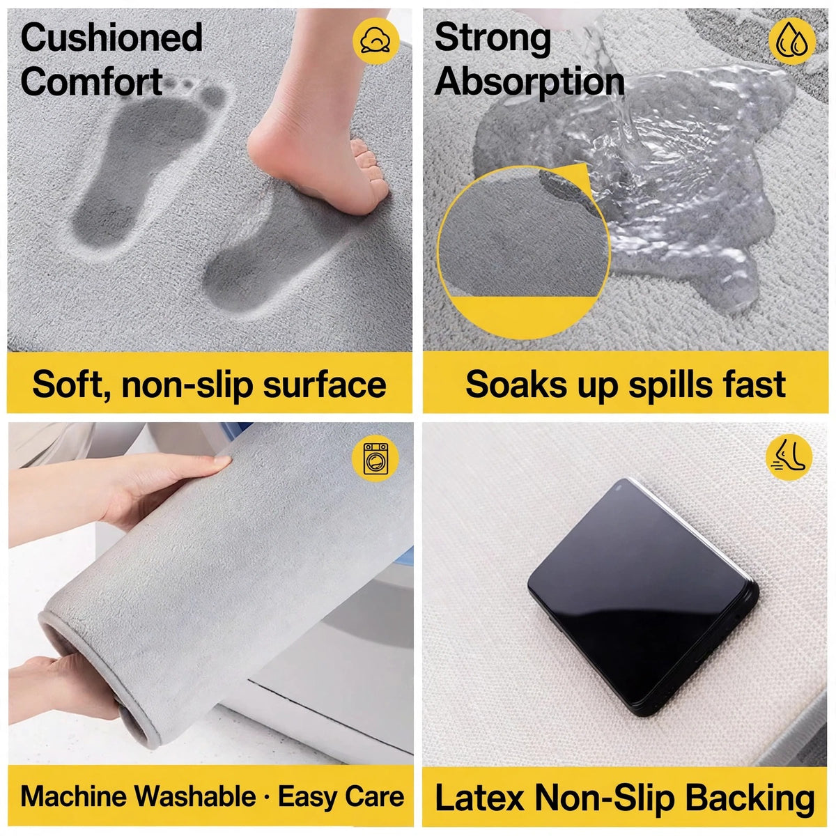 Non-slip backing and easy care