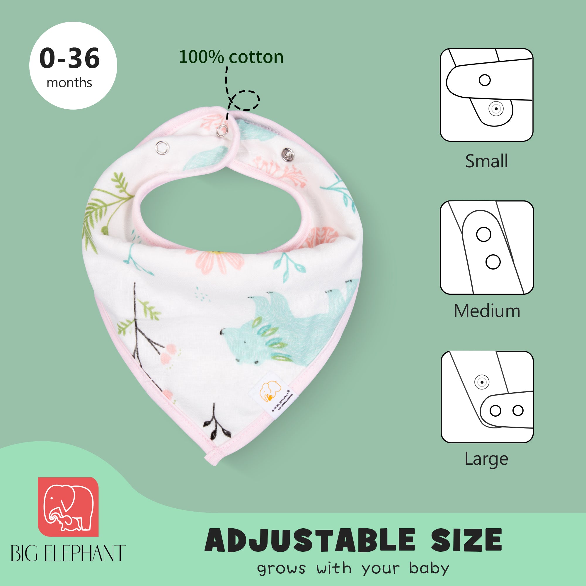 BIG ELEPHANT 6pcs/7pcs Baby Bibs – Soft Cotton Drool Bibs for Teething and Drooling Babies, Suitable for 0-36 Months