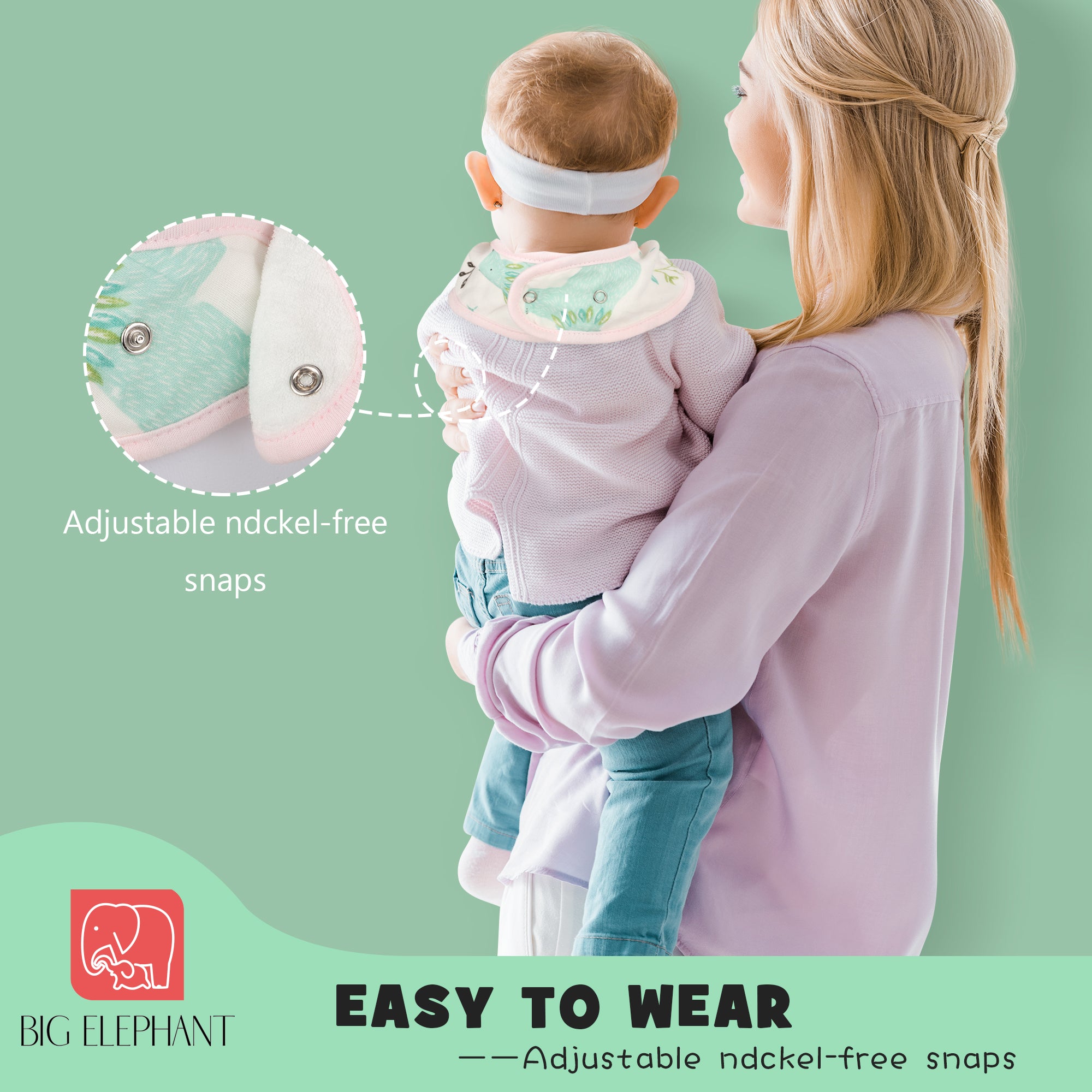 BIG ELEPHANT 6pcs/7pcs Baby Bibs – Soft Cotton Drool Bibs for Teething and Drooling Babies, Suitable for 0-36 Months