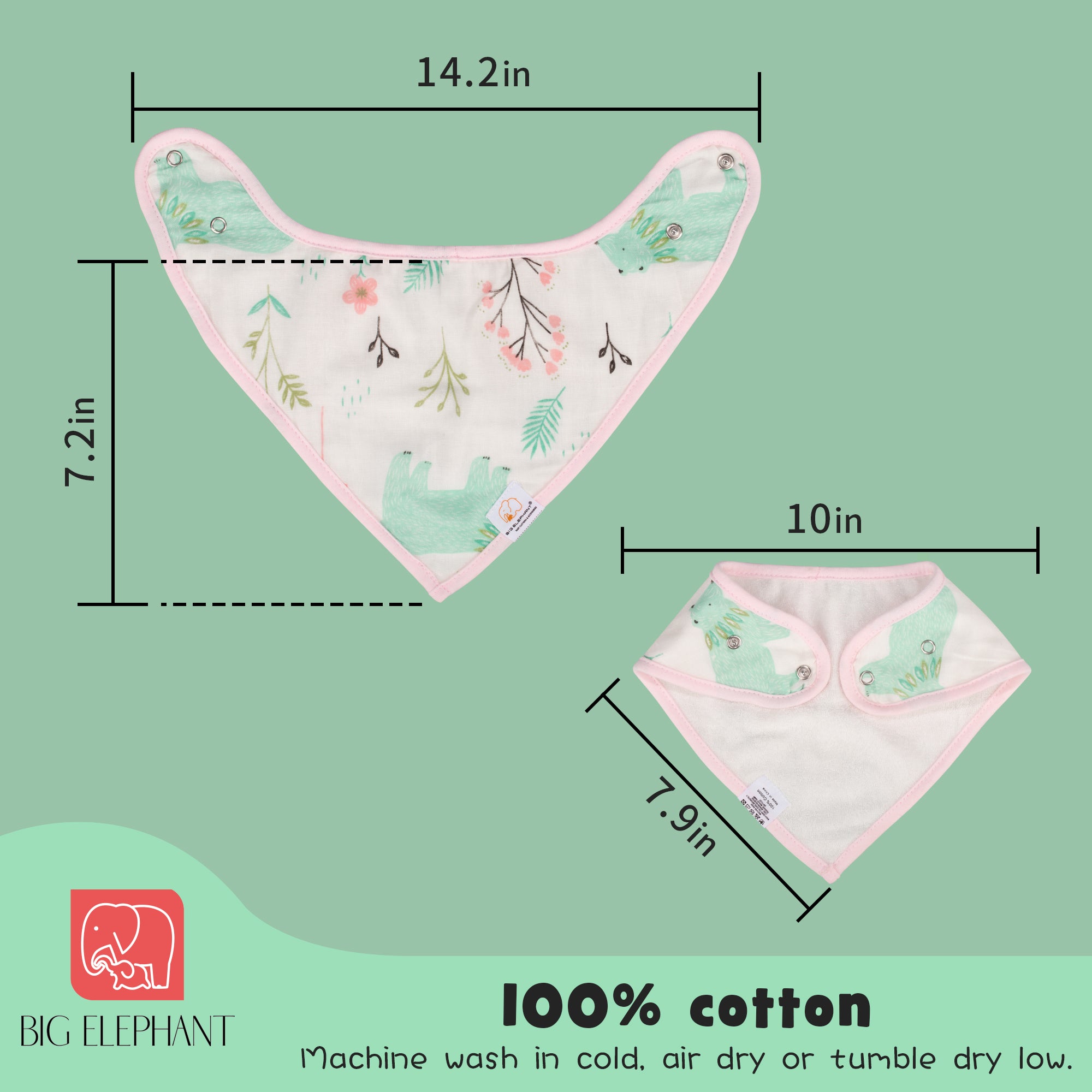 BIG ELEPHANT 6pcs/7pcs Baby Bibs – Soft Cotton Drool Bibs for Teething and Drooling Babies, Suitable for 0-36 Months