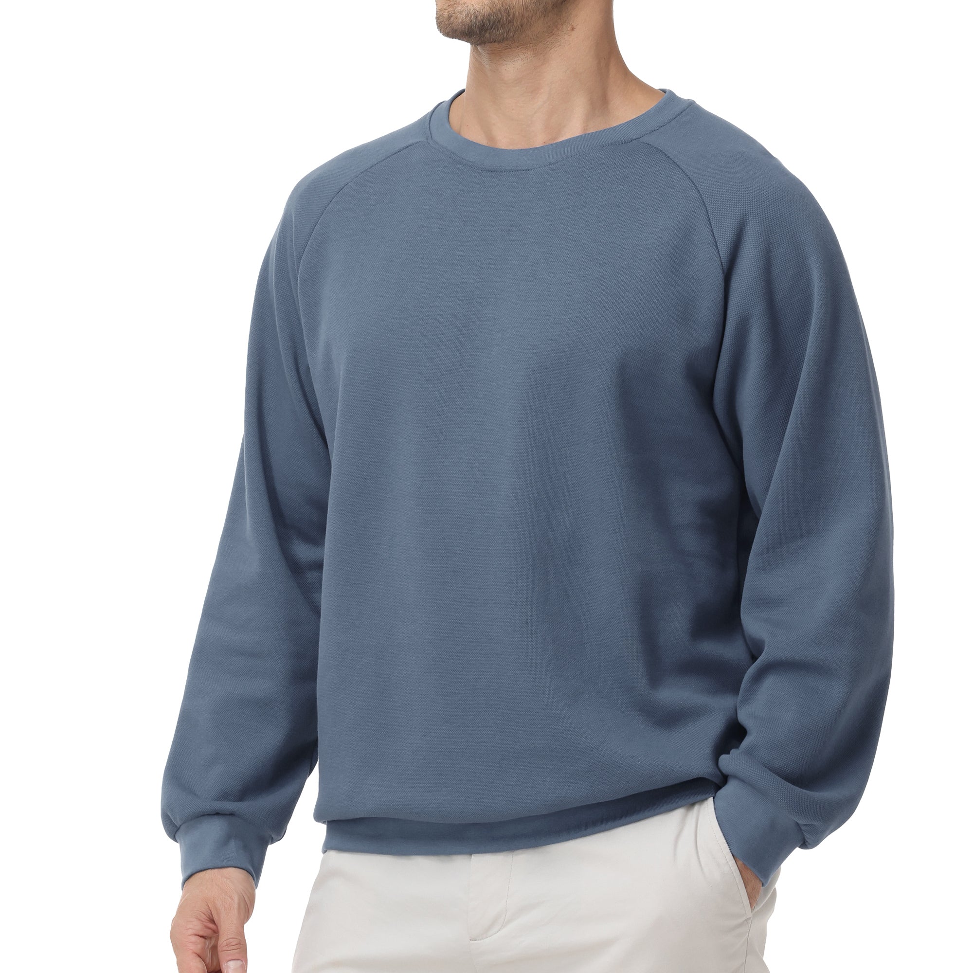 Pepypepy Men's Crewneck Sweatshirt – Soft Lightweight Cotton Pullover, Solid Color Long Sleeve for Casual Wear and Layering