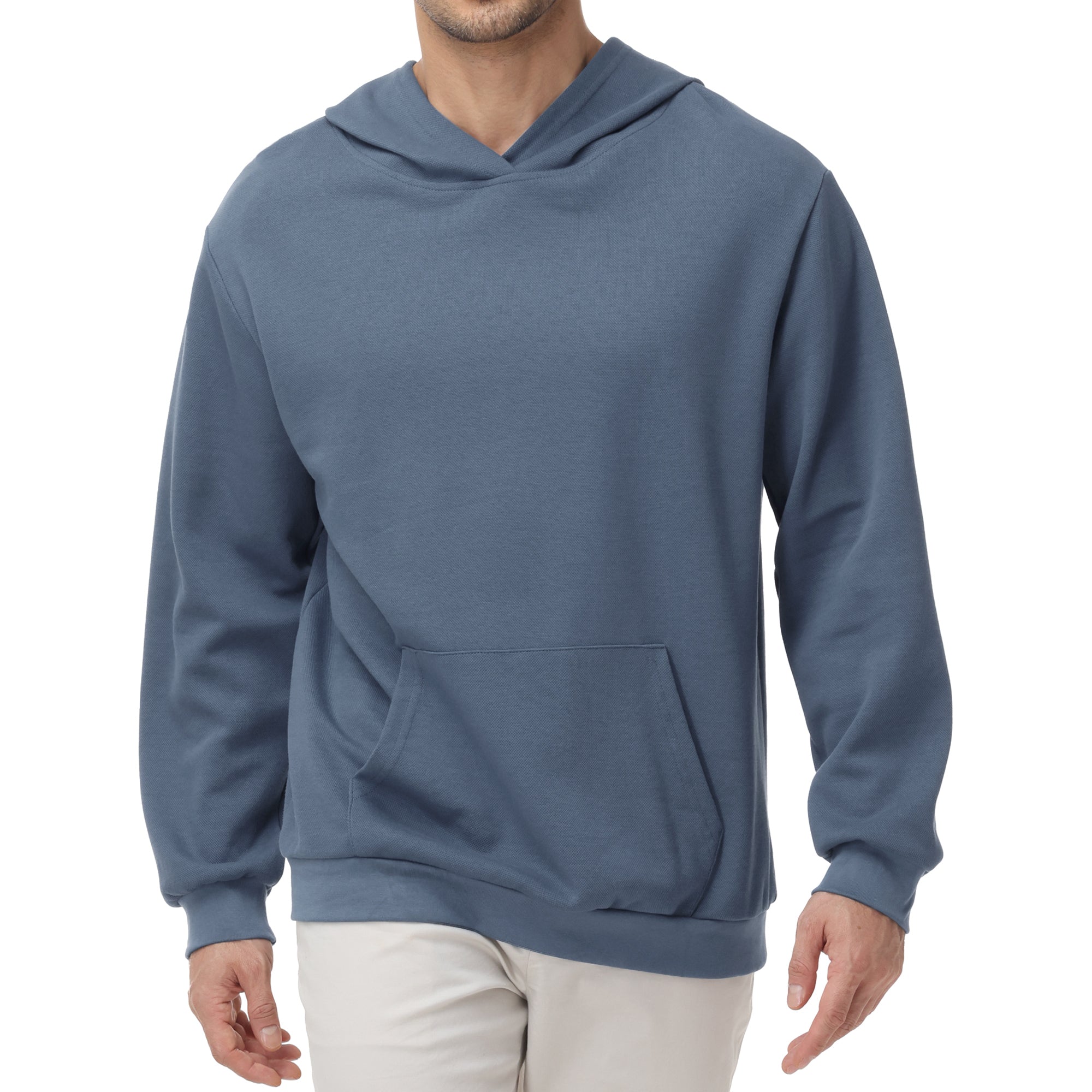 Pepypepy Men's Hooded Sweatshirt – Soft Lightweight Cotton Pullover Hoodie, Solid Color Long Sleeve for Casual Wear and Layering