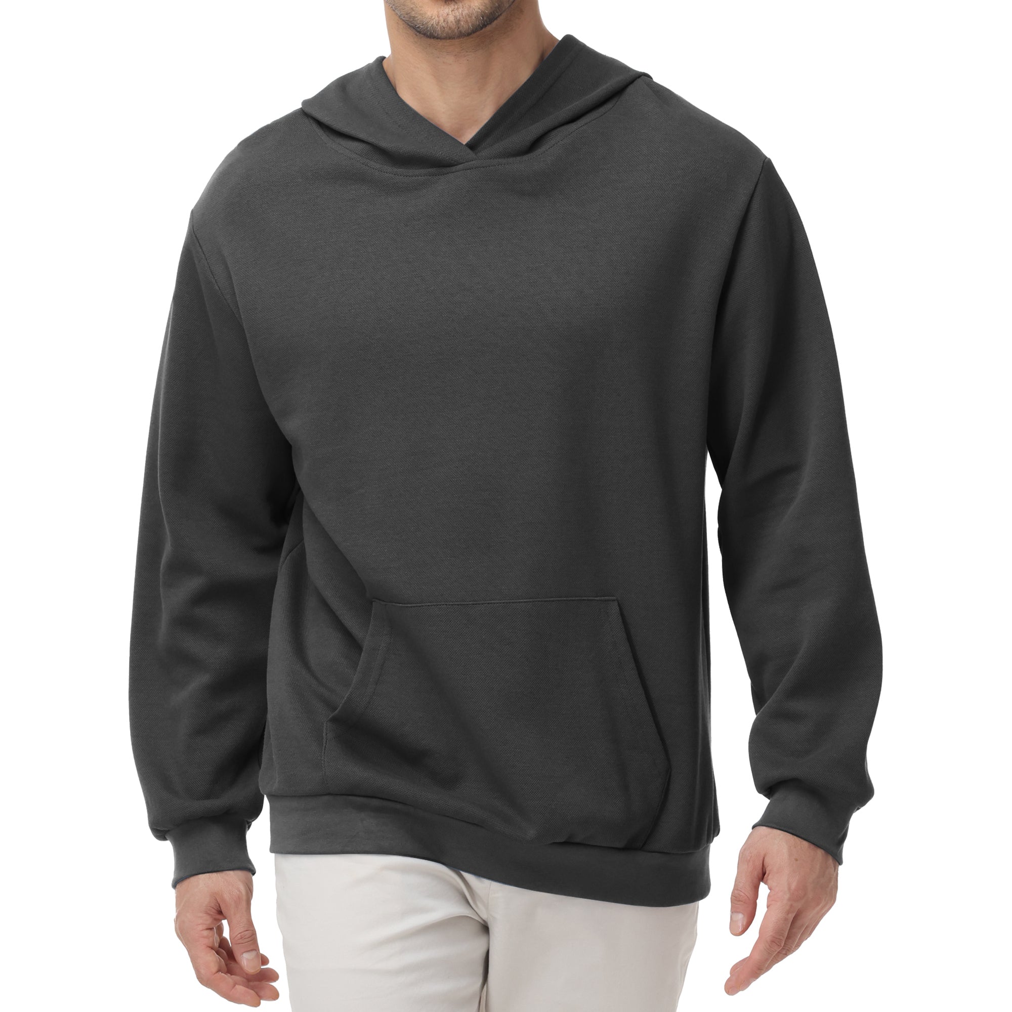 Pepypepy Men's Hooded Sweatshirt – Soft Lightweight Cotton Pullover Hoodie, Solid Color Long Sleeve for Casual Wear and Layering