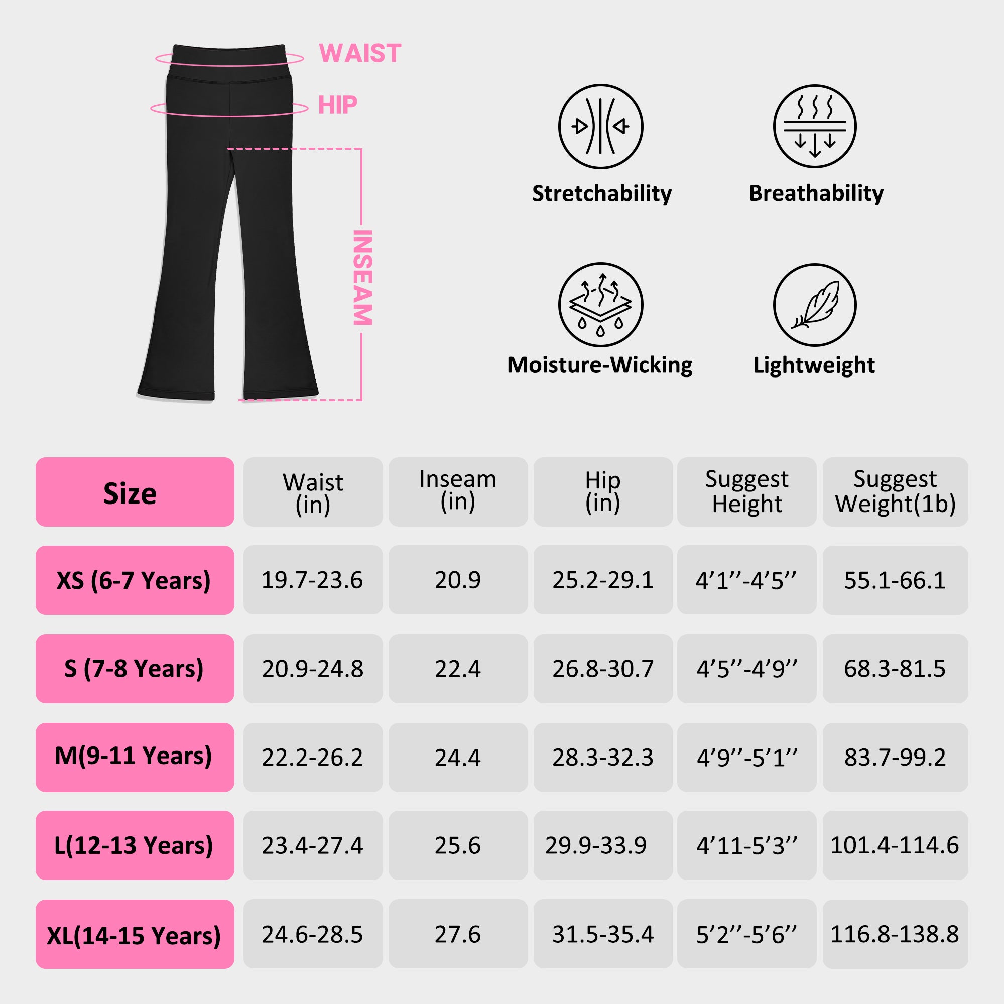 BIG ELEGHANT Girls High-Waisted Flare Leggings - 3-Pack Bootcut Yoga Pants for Dance, Sizes XS-XL