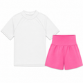 BIG ELEPHANT Mix-and-Match Rash Guard Set for Girls – Short-Sleeve Swim Top with Matching Beach Shorts, Available for Boys & Girls in Sizes XS–XL.