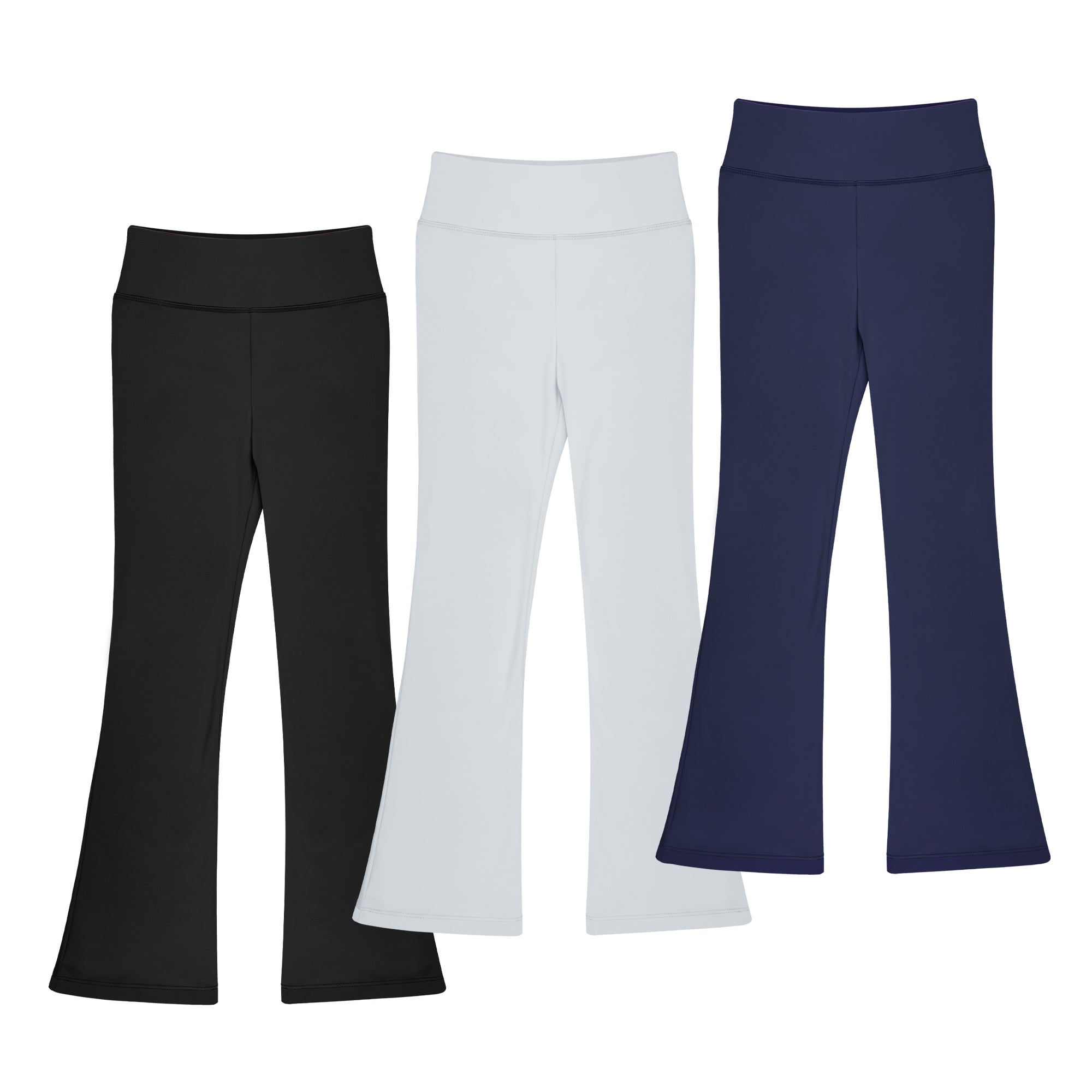 BIG ELEGHANT Girls High-Waisted Flare Leggings - 3-Pack Bootcut Yoga Pants for Dance, Sizes XS-XL