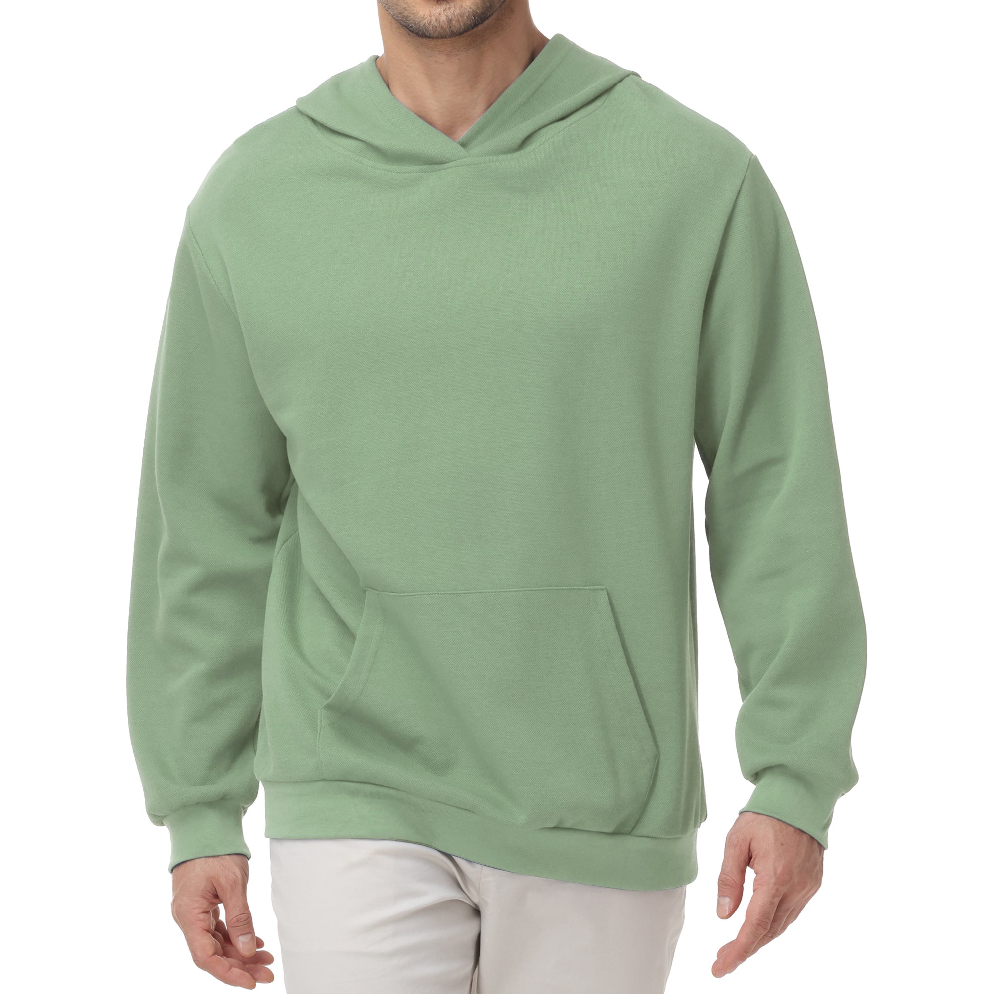Pepypepy Men's Hooded Sweatshirt – Soft Lightweight Cotton Pullover Hoodie, Solid Color Long Sleeve for Casual Wear and Layering