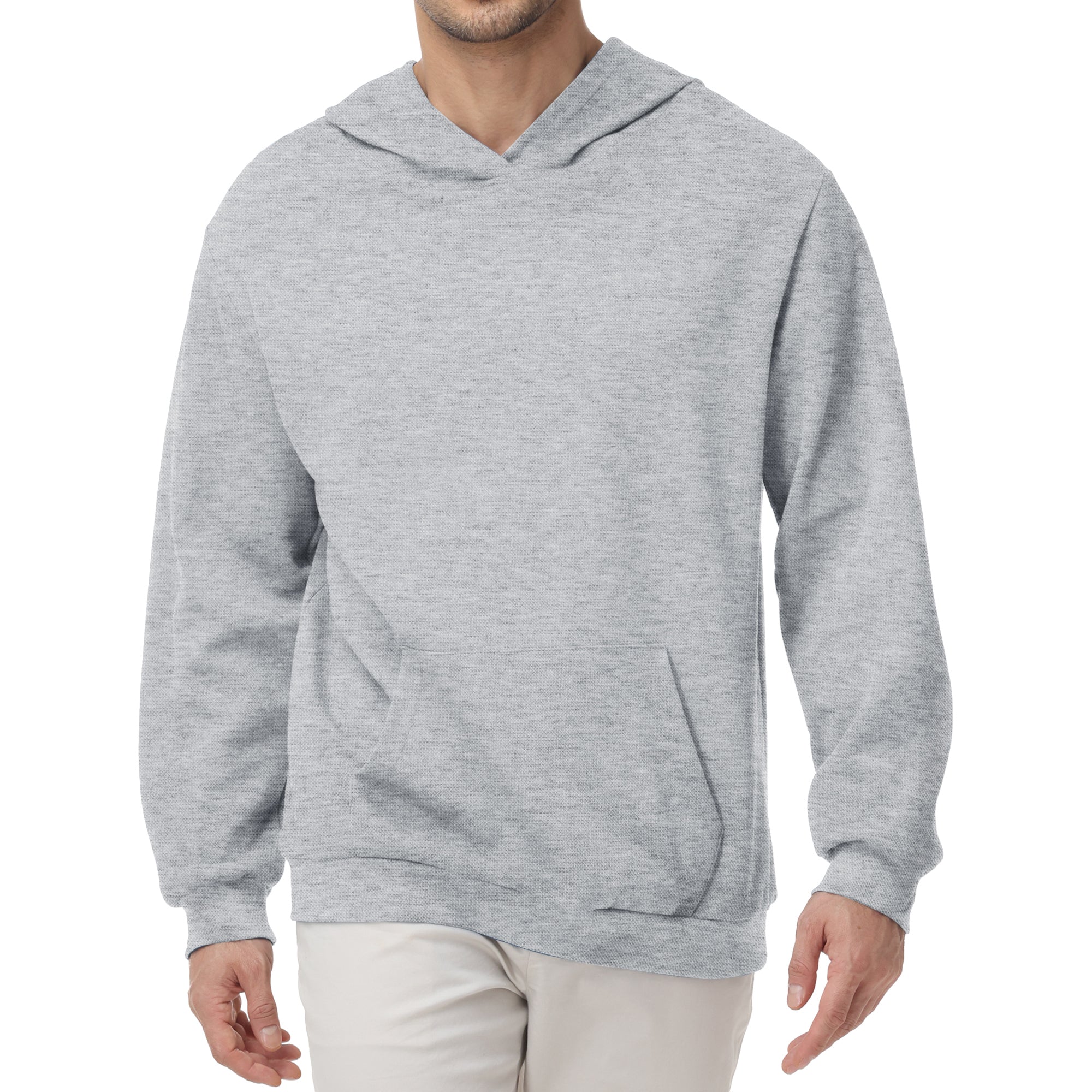 Pepypepy Men's Hooded Sweatshirt – Soft Lightweight Cotton Pullover Hoodie, Solid Color Long Sleeve for Casual Wear and Layering