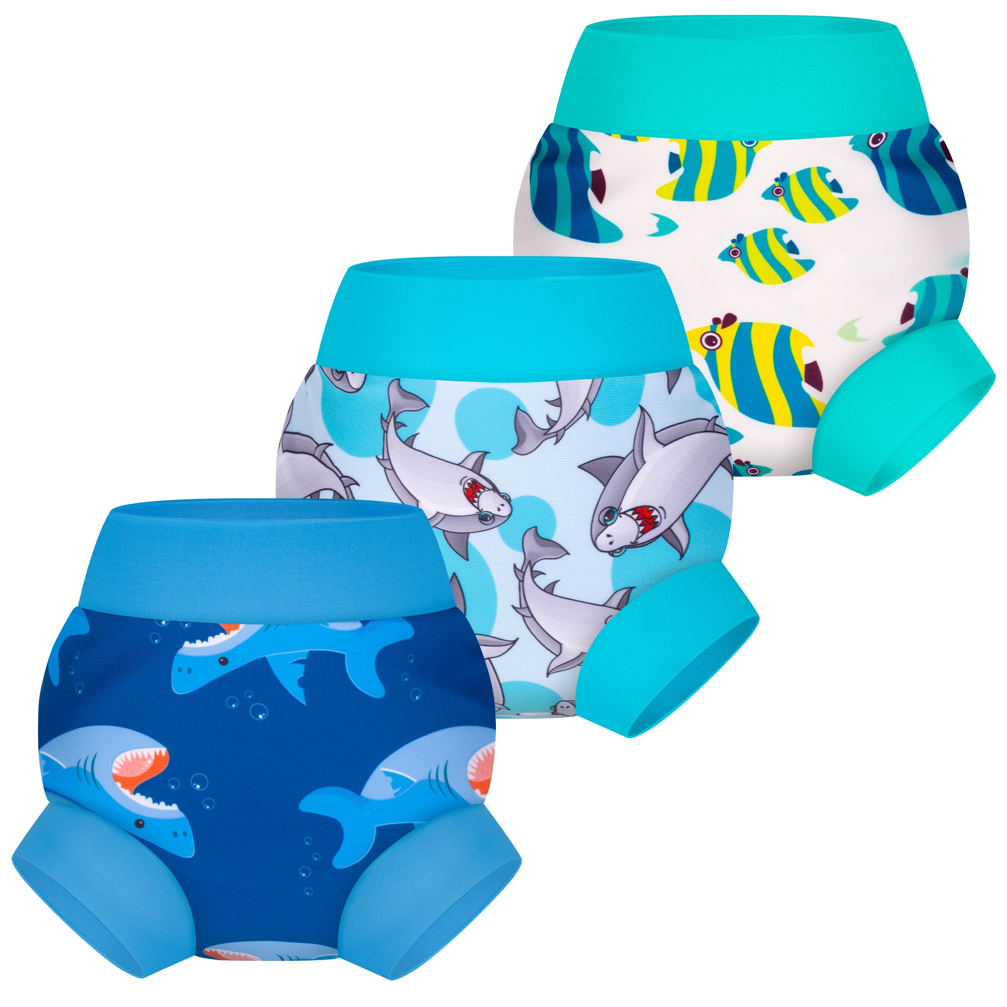 BIG ELEPHANT 3-Pack Reusable Swim Diapers, Adjustable, Washable, and Waterproof for Boys and Girls, Sizes XS-XXL
