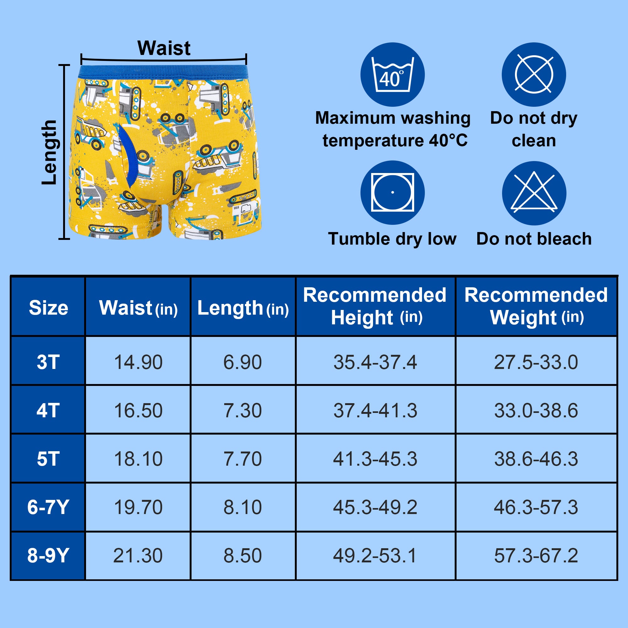 BIG ELEPHANT 10-Pack Boys' Cotton Boxer Briefs – Soft, Breathable Toddler Underwear with Fun Dinosaur Prints, Size 3T-10Y
