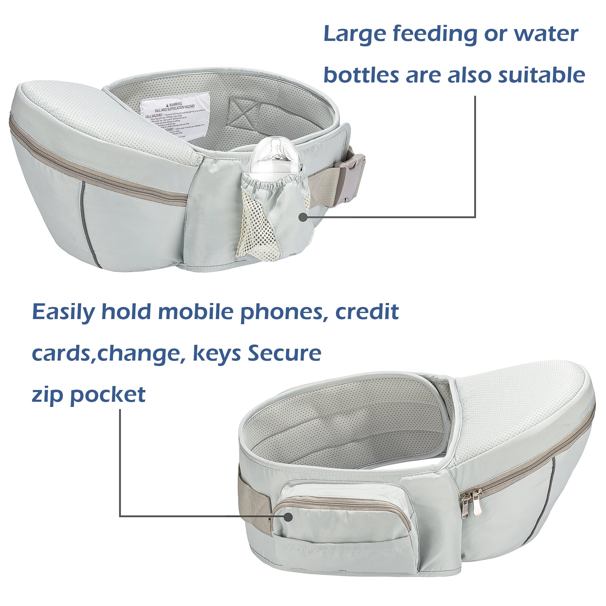 Ergonomic Hip Seat Baby Carrier with Storage Pocket, Adjustable Waist Support for 0-36 Months Newborn and Toddler