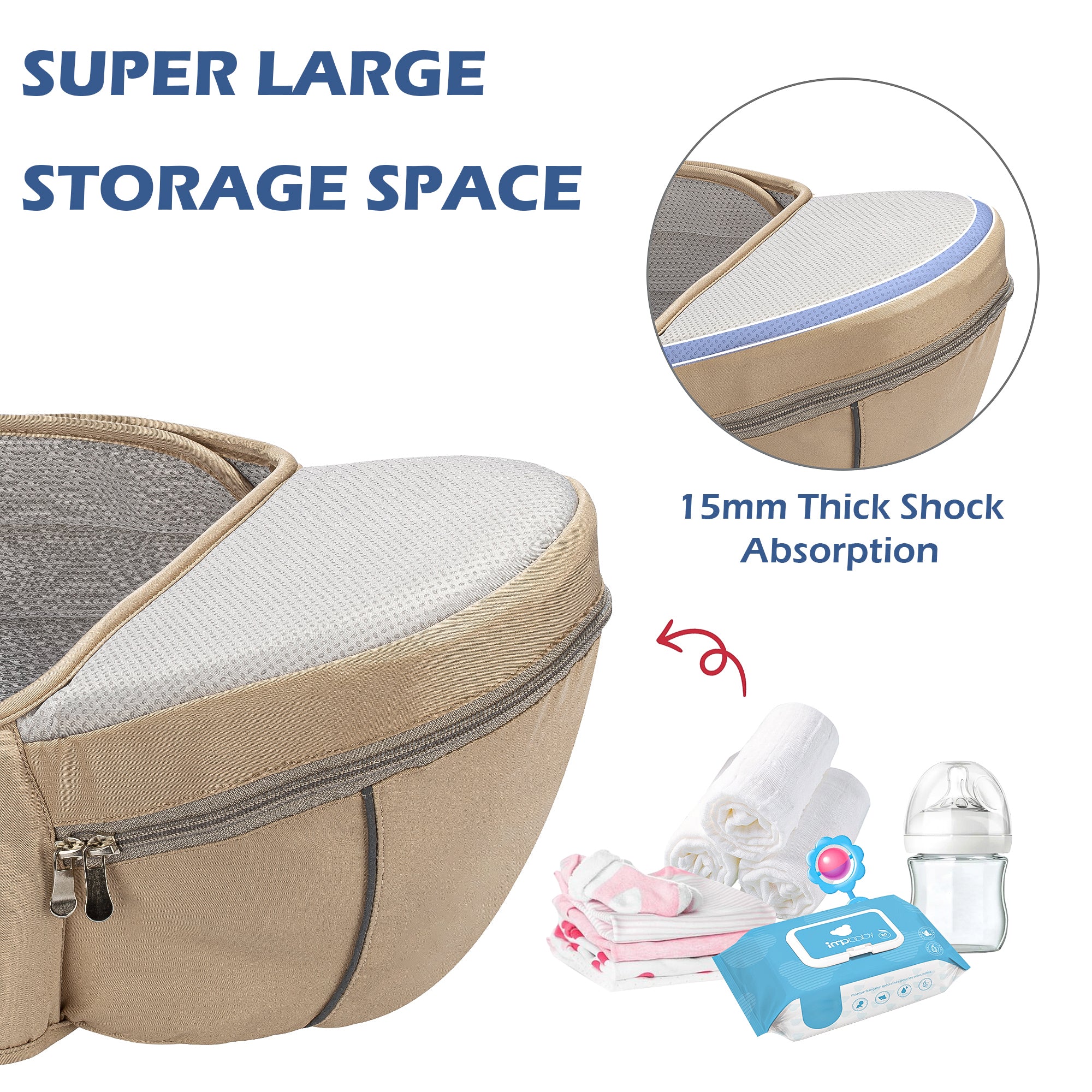 Ergonomic Hip Seat Baby Carrier with Storage Pocket, Adjustable Waist Support for 0-36 Months Newborn and Toddler