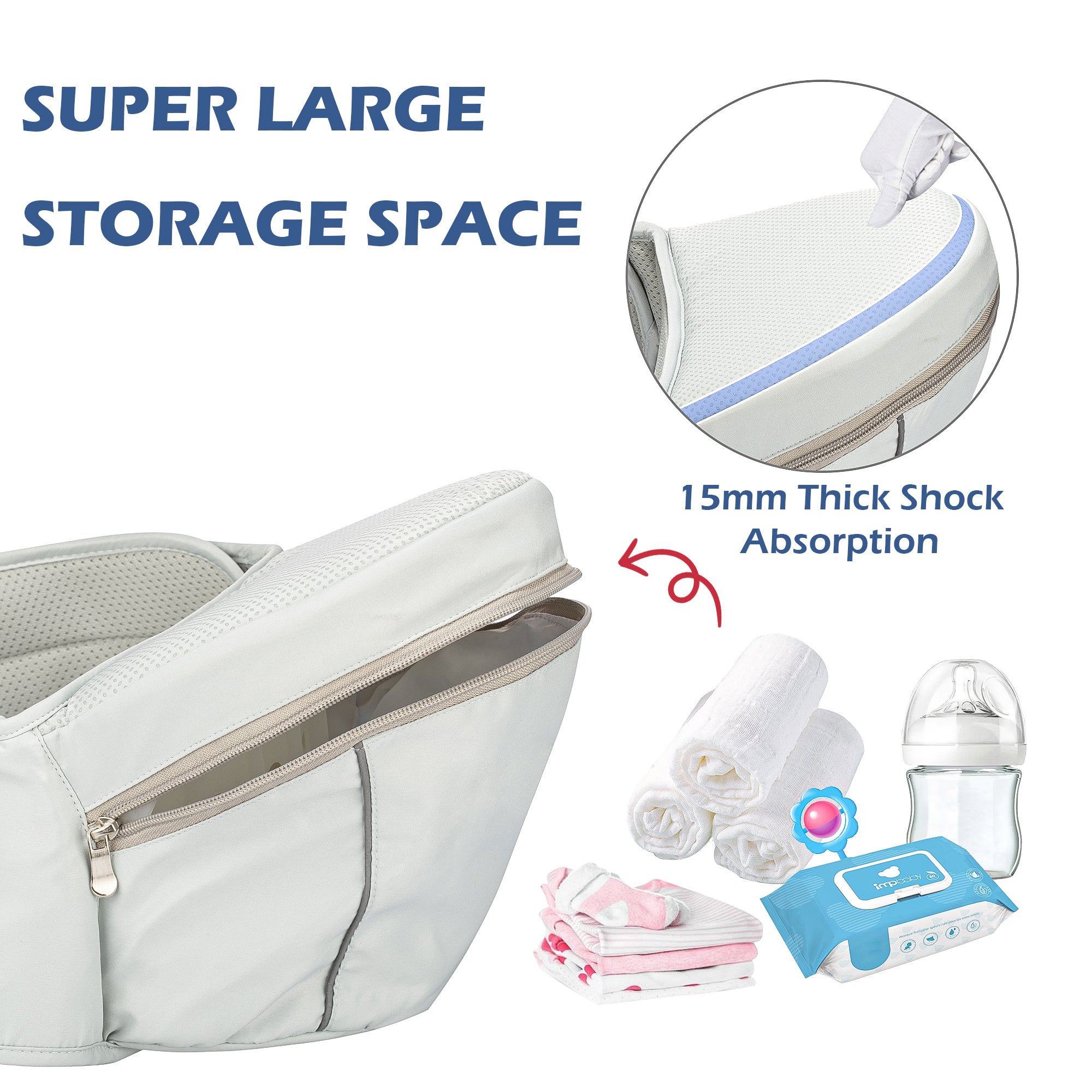 Ergonomic Hip Seat Baby Carrier with Storage Pocket, Adjustable Waist Support for 0-36 Months Newborn and Toddler