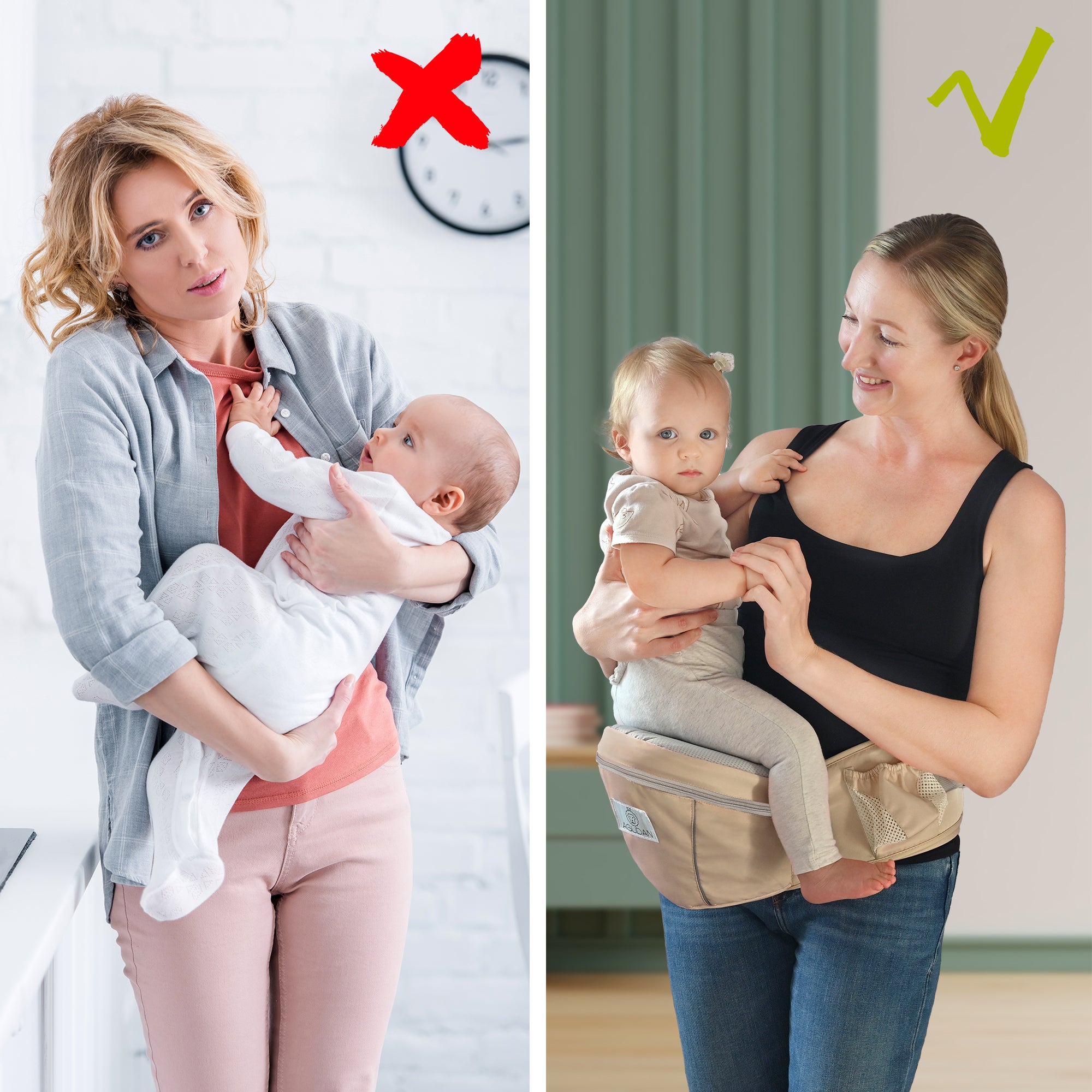 Ergonomic Hip Seat Baby Carrier with Storage Pocket, Adjustable Waist Support for 0-36 Months Newborn and Toddler