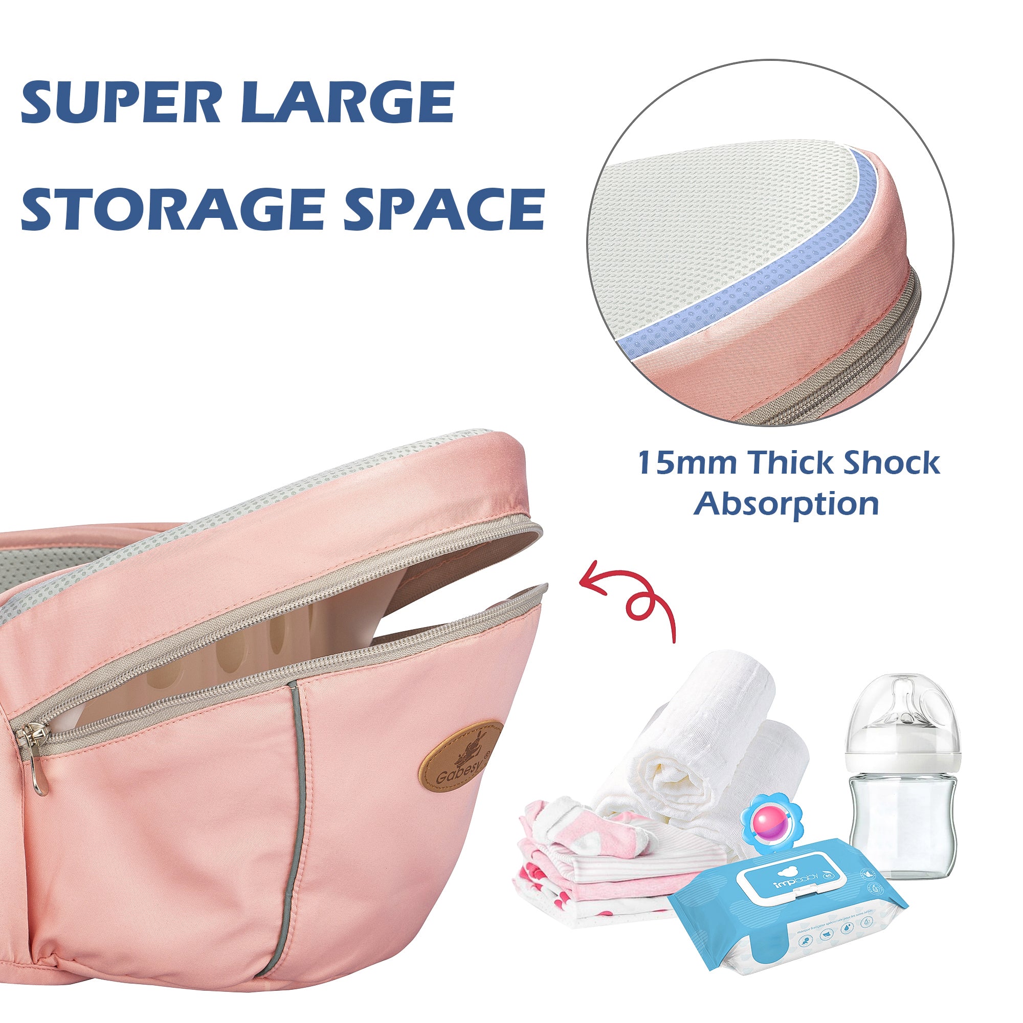 Ergonomic Hip Seat Baby Carrier with Storage Pocket, Adjustable Waist Support for 0-36 Months Newborn and Toddler