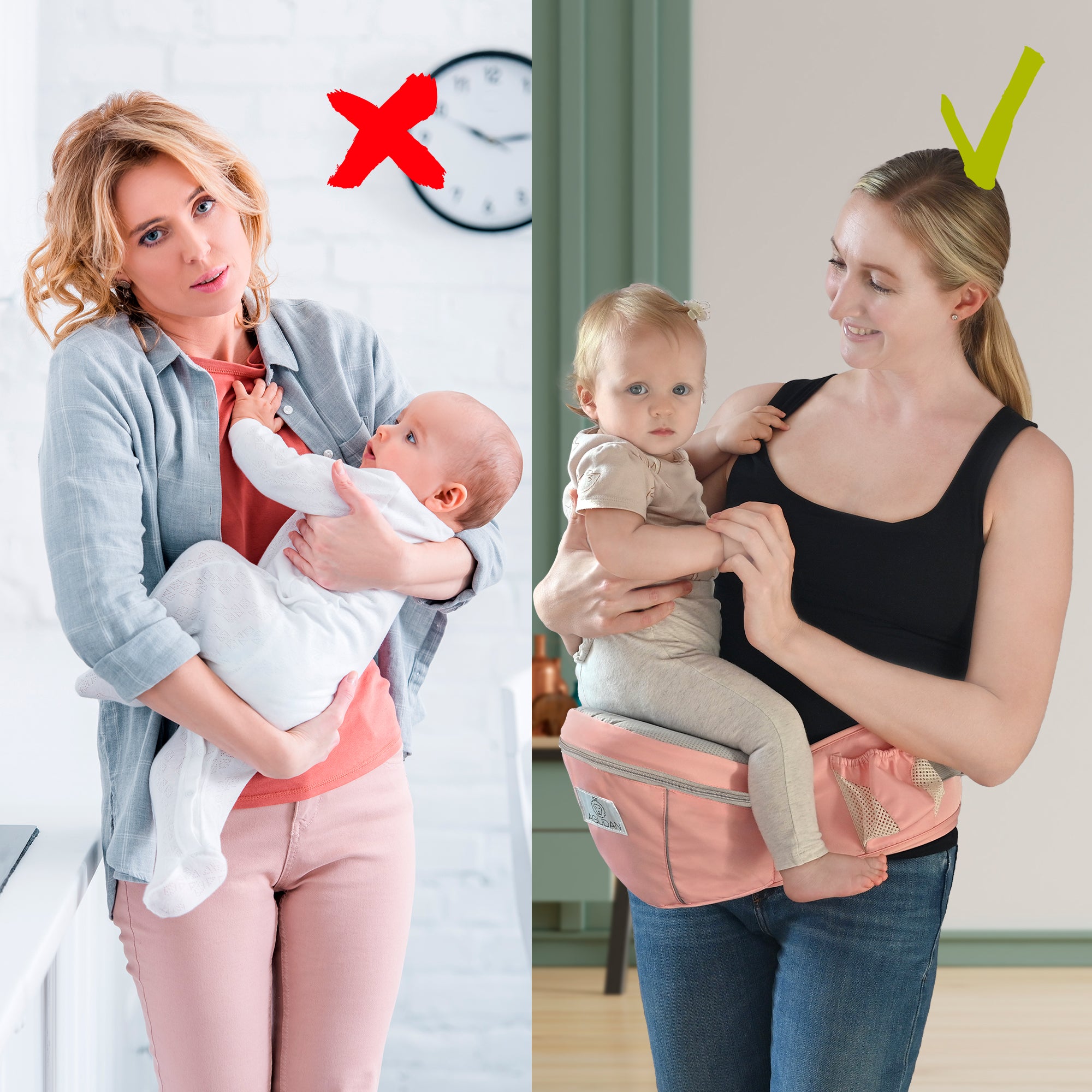 Ergonomic Hip Seat Baby Carrier with Storage Pocket, Adjustable Waist Support for 0-36 Months Newborn and Toddler