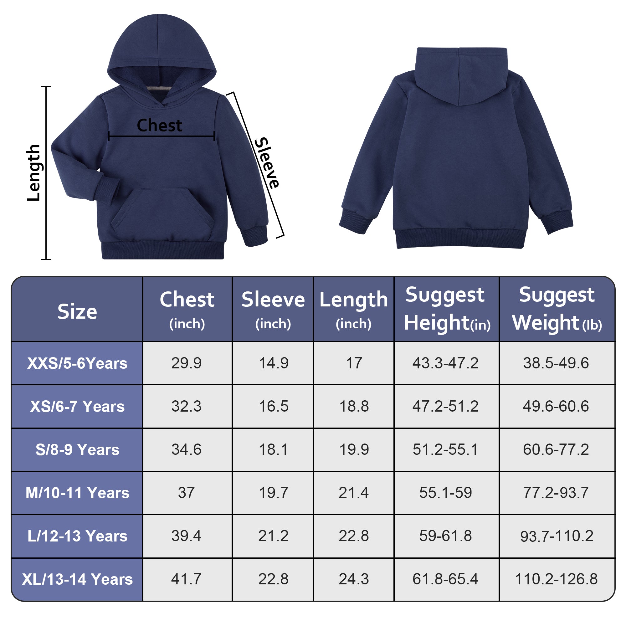 BIG ELEPHANT Boys' and Girls' Fleece Pullover Hoodie – Warm Long Sleeve Hooded Sweatshirt with Front Pocket for Kids